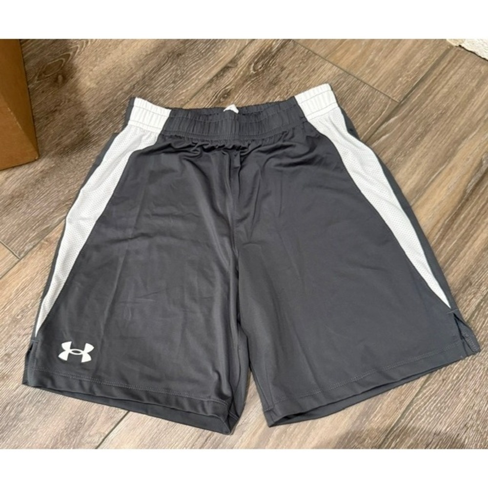 Under Armour Boys UA Tech Vent Non-Pkt Shorts Gray White Medium YM 1363340-025